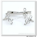 Silver Music Note Tie Clip Cufflinks Set